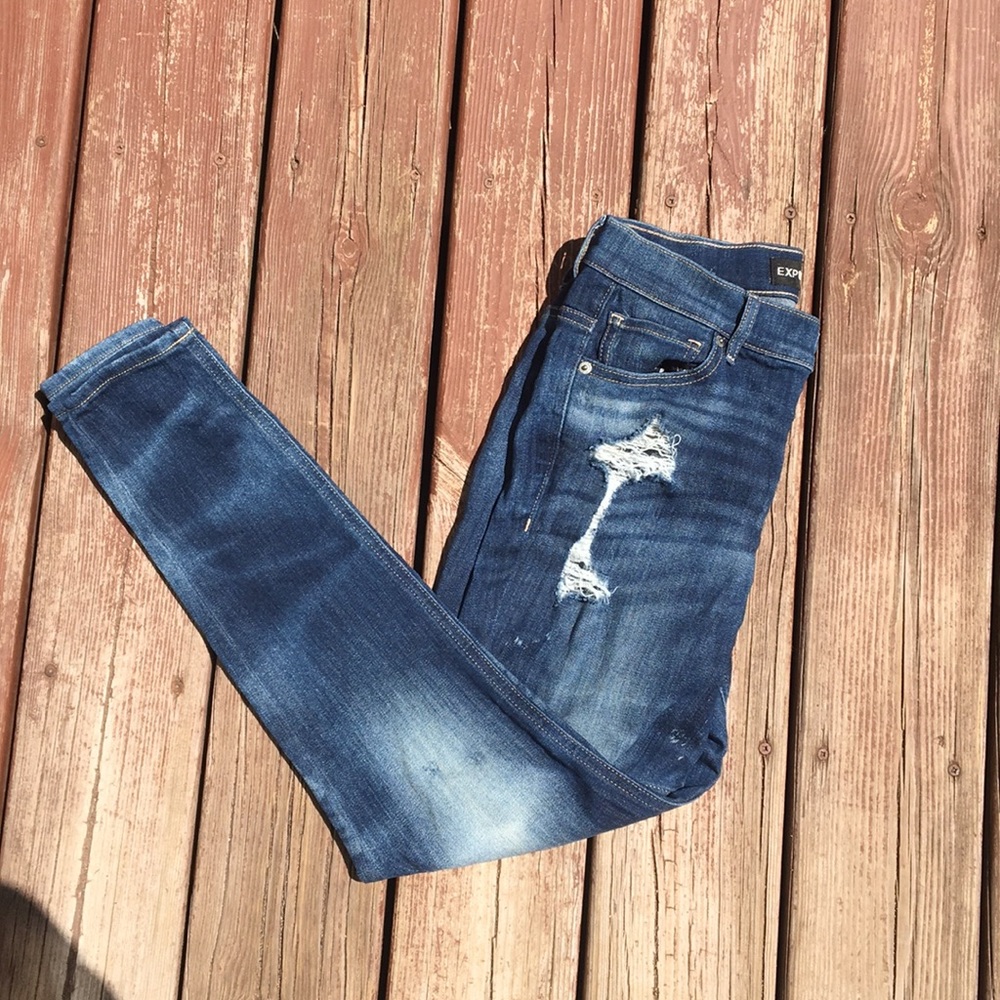 Express High Rise Ripped Jeggings